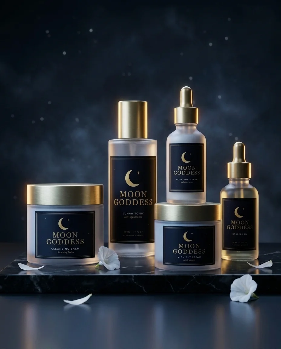 The Night Ritual set on black marble
